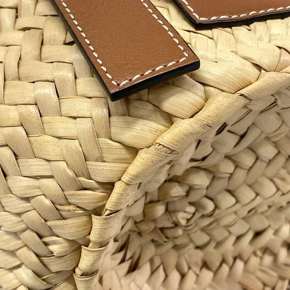 Loewe Basket Bag Small Tote Bag Natural (Beige) Tan (Brown) Palm Leaf Calf